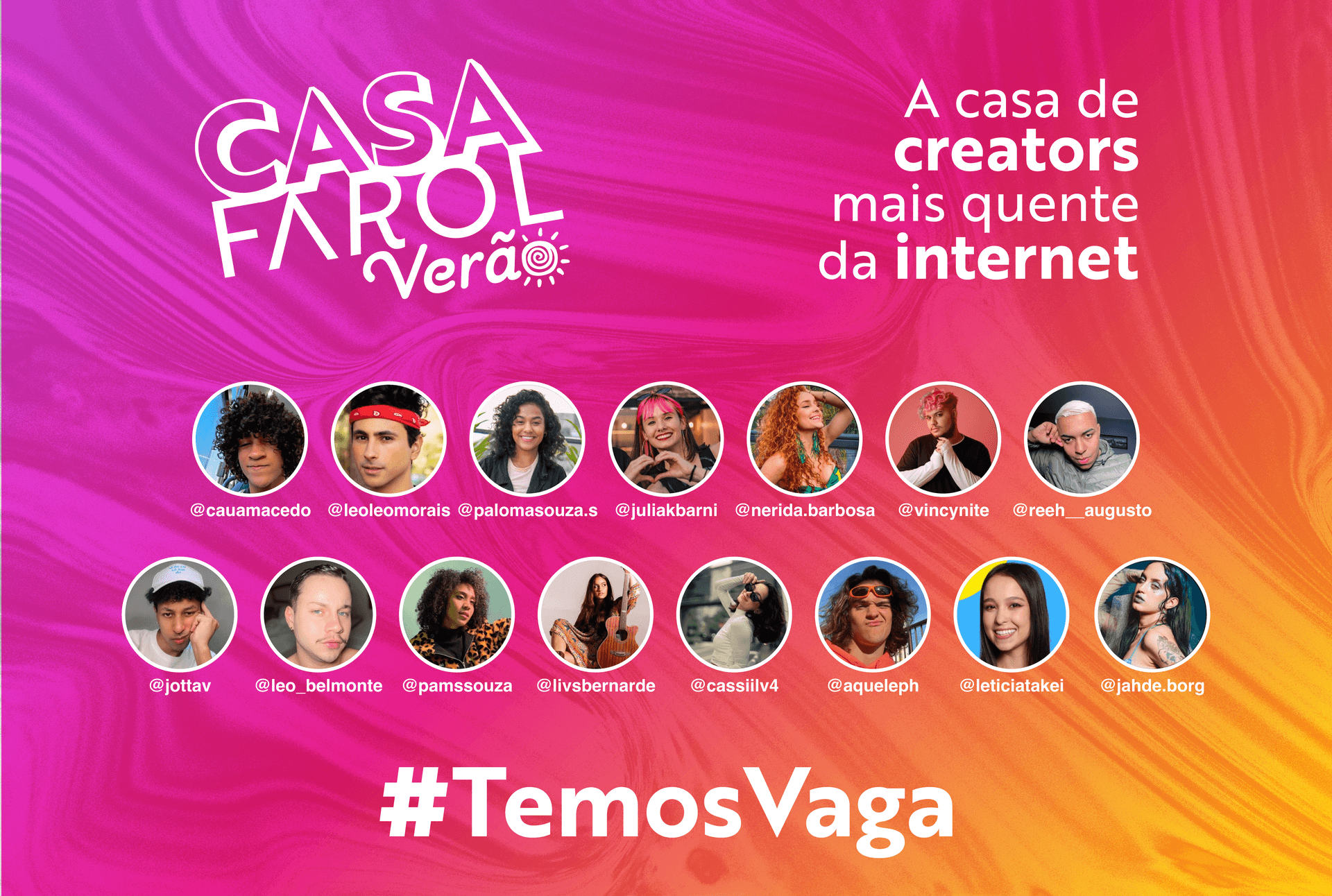 Imagem de cabeçalho do Casa Farol com os creators participantes